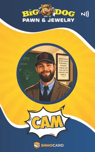 Badge we made for Big Dog Pawn, a Pawn Leads client: Cam