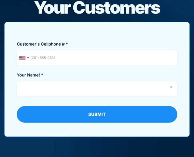 Real screenshot: the review request page a crew fills in after the job