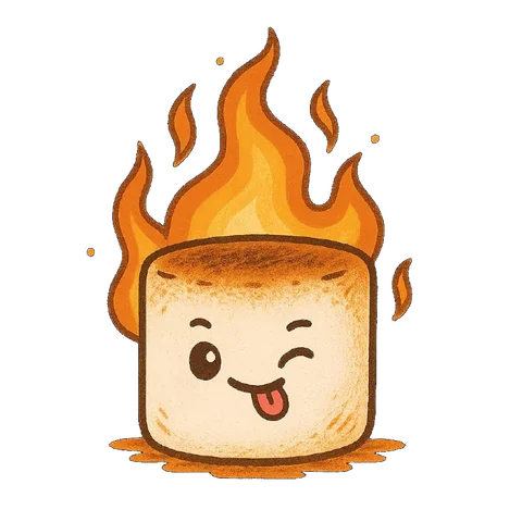 Shmello on fire, winking
