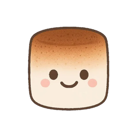 Shmello, the toasted marshmallow mascot, sitting on a lawn truck tailgate